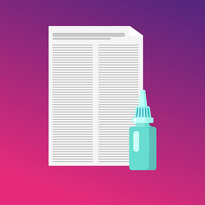 Abbildung eines Beipackzettels und einer Packung Augentropfen