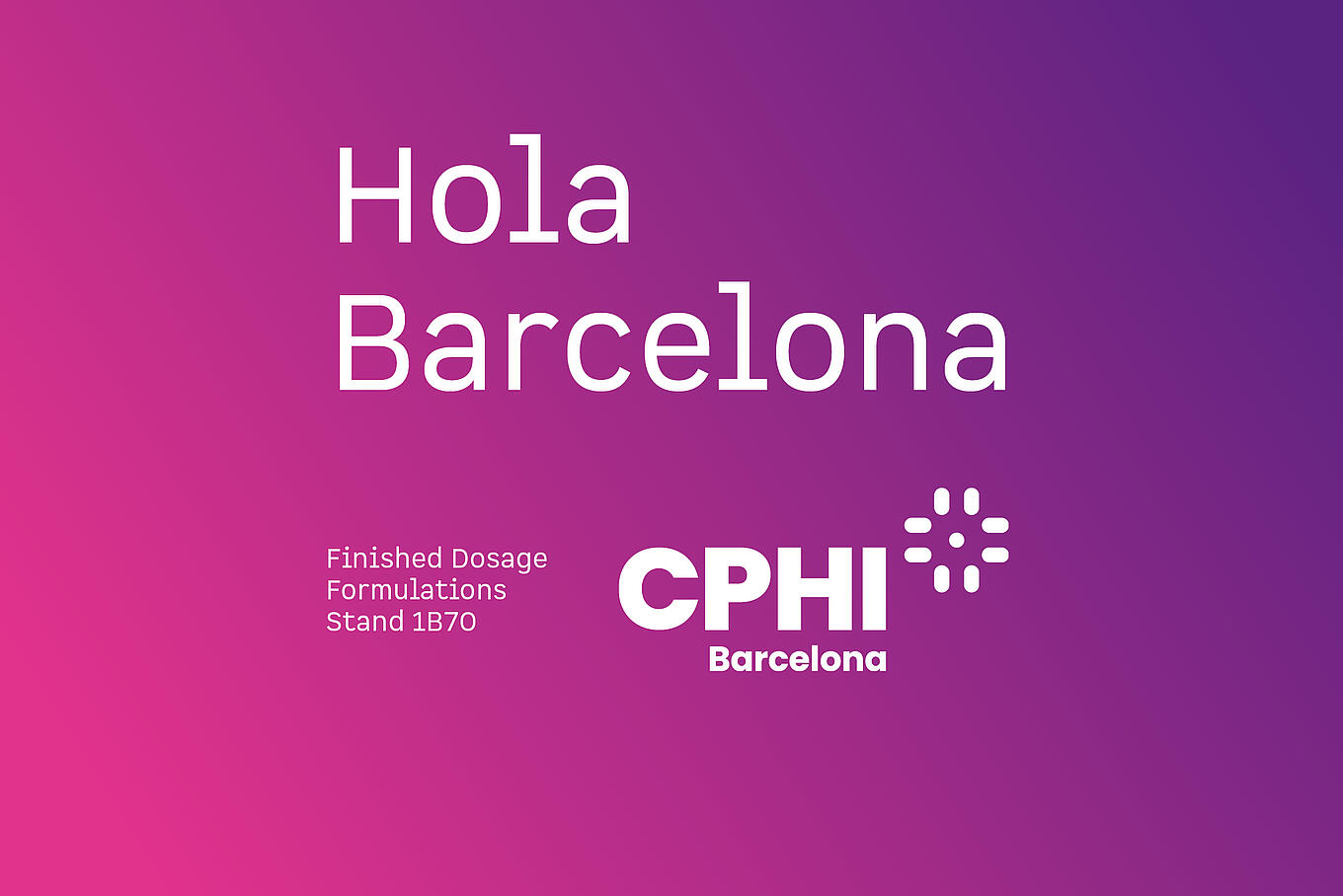 Grafik mit dem Schriftzug „Hola Barcelona“ sowie dem Logo der CPHI.