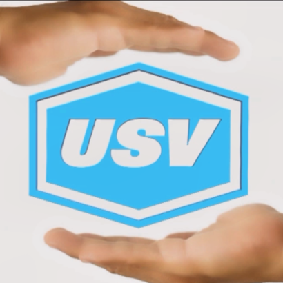 USV Logo zwischen zwei Händen (eine liegt drüber, die andere Hand liegt drunter)