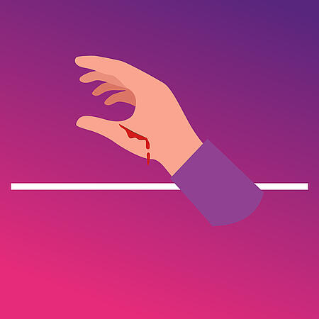 Comic-Hand mit Schnittverletzung