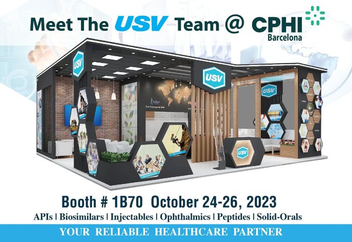 Messestand von Juta Pharmas Mutterfirma USV Private Limited.