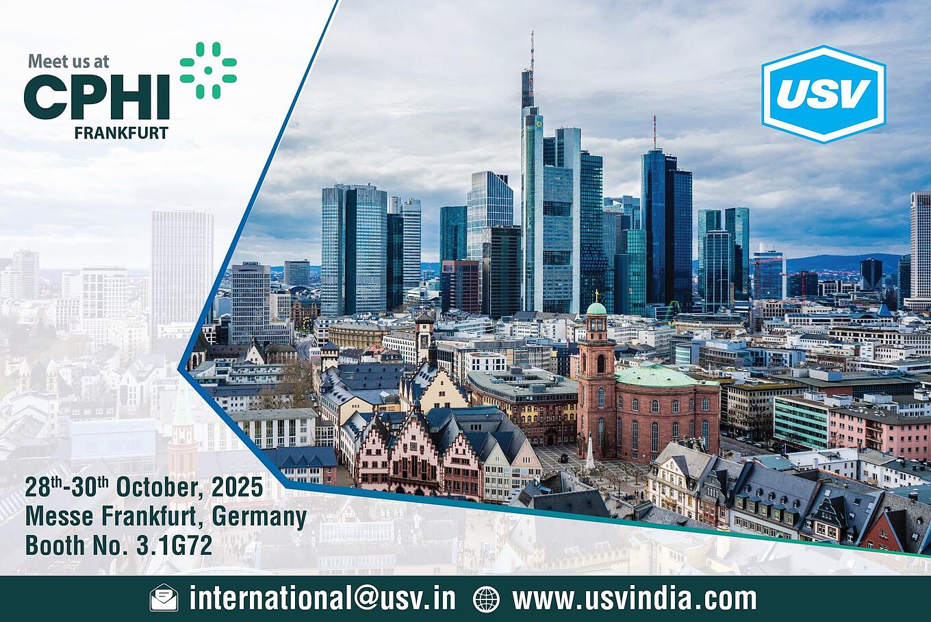 Ankündigung CPHI Messe 2025 in Frankfurt mit Standnummer